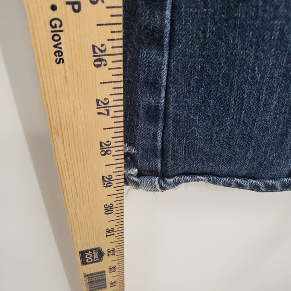 7 For All Mankind Flared Denim Jeans Mid Rise Dark Wash Size 30 Womens Blue - Picture 9 of 14